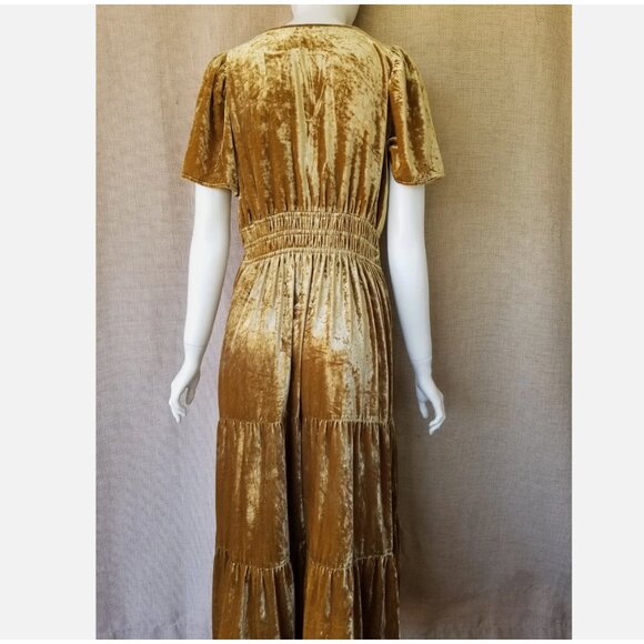 Anthropologie Gold Velvet Maxi Dress - Picture 4 of 11